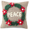 Hand Felted Wool Christmas Pillow - PEACE Wreath Natural Gray - 20" Arcadia Home